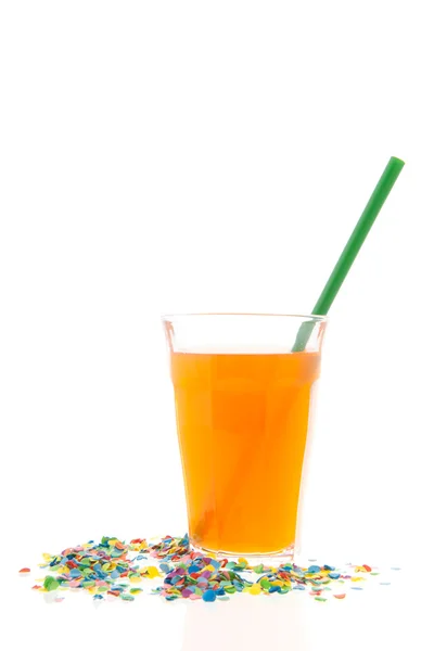 Glass lemonade and confetti — Stock Photo, Image