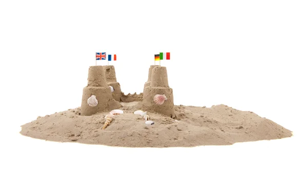 在海滩上的沙子城堡 — 图库照片