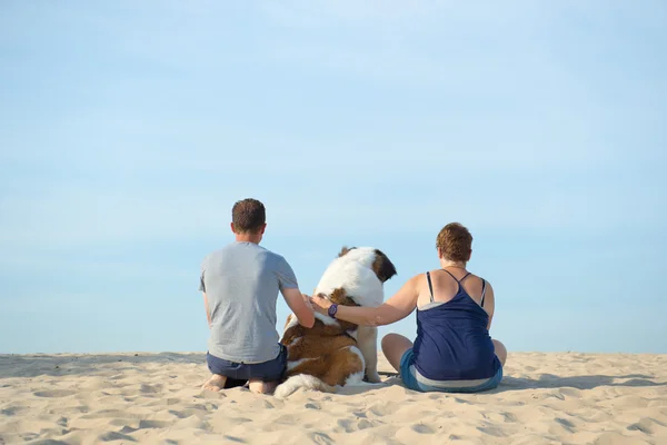 Owners with their dog — Stock Photo, Image