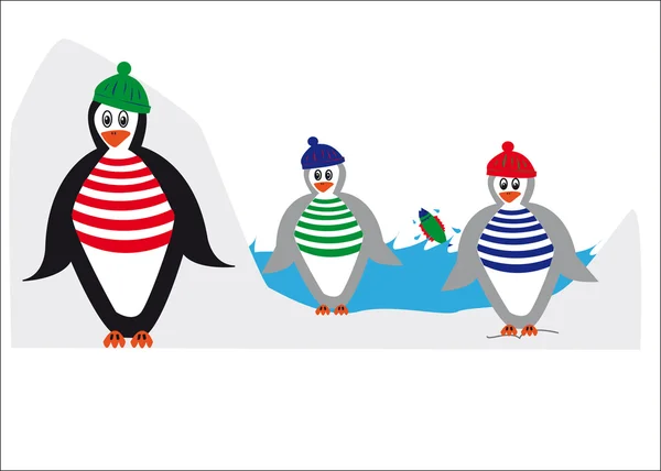 Pinguins no gelo — Vetor de Stock