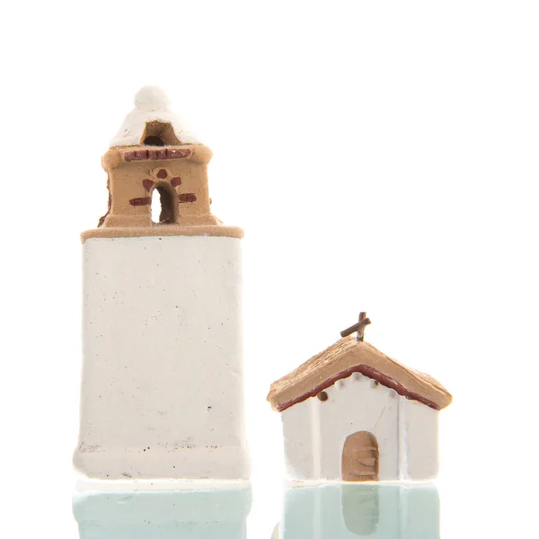 Miniaturní Kostel Suvenýr Izolované Přes Bílé Pozadí — Stock fotografie