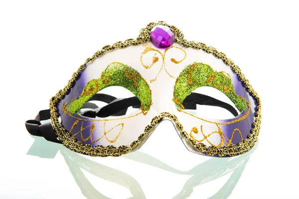 Máscara Carnaval Veneziana Isolada Sobre Fundo Branco — Fotografia de Stock
