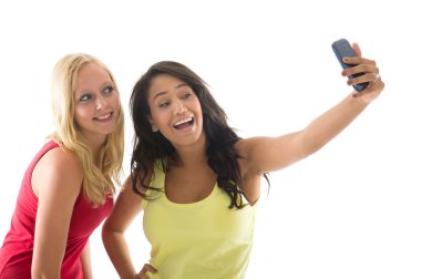 Girlfriends taking selfie clipart