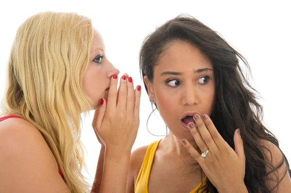 Svarta och vita flickor gossip — Stockfoto
