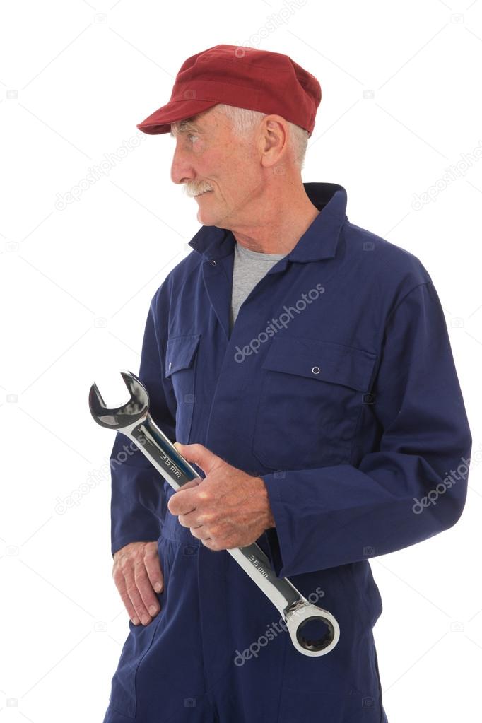Senior worker with wrench