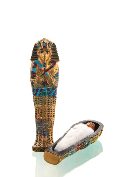 Egypte Mummie Farao Geïsoleerd Witte Achtergrond — Stockfoto