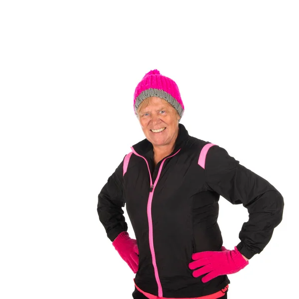 Kış Zamanı Sportif Yaşlı Kadın — Stok fotoğraf