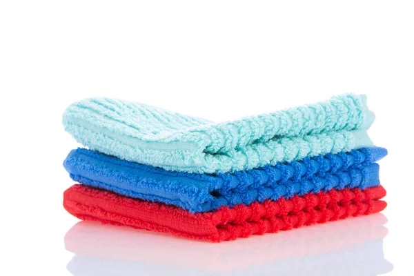 Lingettes Nettoyage Colorées Rouge Bleu Isolé Sur Fond Blanc — Photo