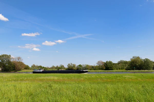 Landschaft Holländischer Fluss Ijssel Mit Boot — Stockfoto