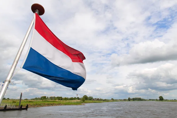 Landscape Boat Dutch River Ijssel Netherlands — Stock Photo, Image