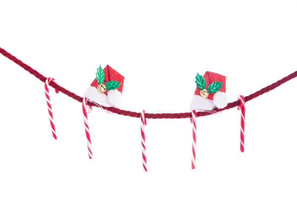 Simple Red Rope Christmas Candy Canes Isolated White — Stock Photo, Image