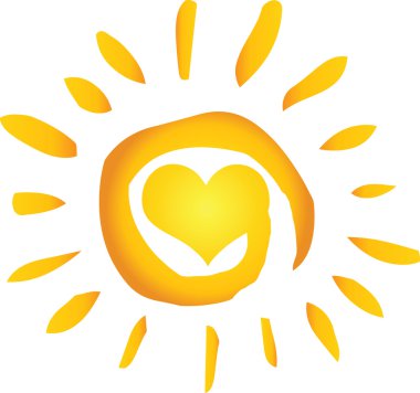 Summer Hot Abstract Sun With Heart clipart