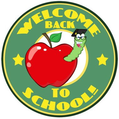 içinde elma etiket üzerinde solucan