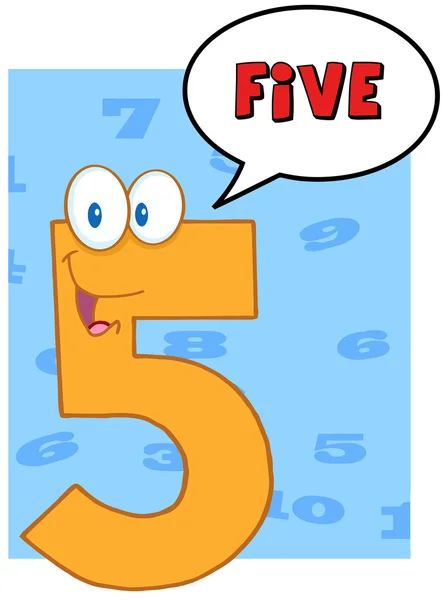 Happy Number Five With Speech Bubble — Stock Photo, Image