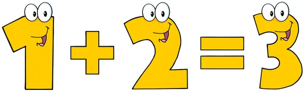 Yellow Number 1 Plus Number 2 — Stock Photo, Image