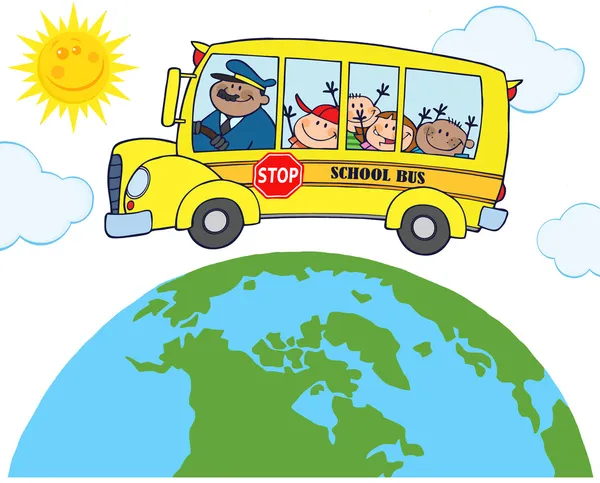 School Bus Around Earth — Stock Photo, Image