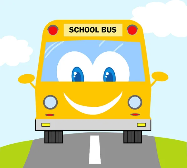 Ônibus escolar dos desenhos animados — Fotografia de Stock