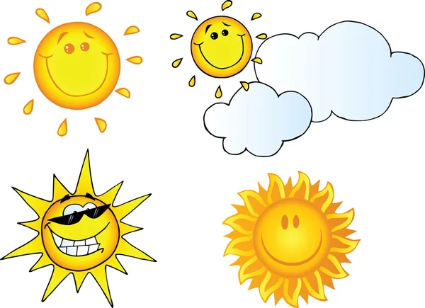 Słońce różnych postaci z kreskówek — Zdjęcie stockowe