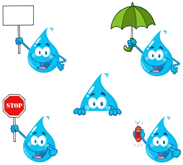 Water drop stripfiguren mascotte — Stockfoto