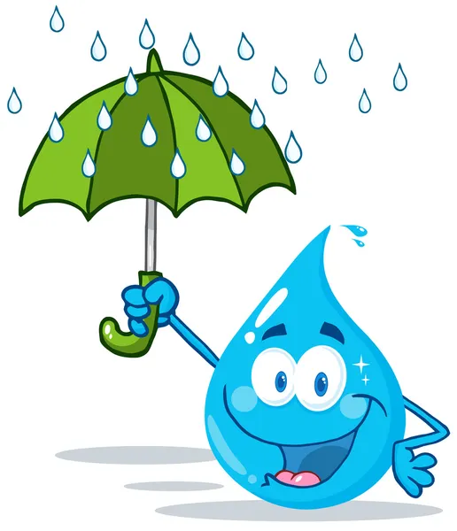 Sorrindo gota de água com guarda-chuva — Fotografia de Stock