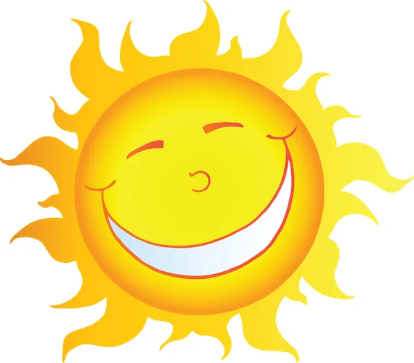 Szczęśliwy uśmiechający się słońce postać z kreskówki — Zdjęcie stockowe