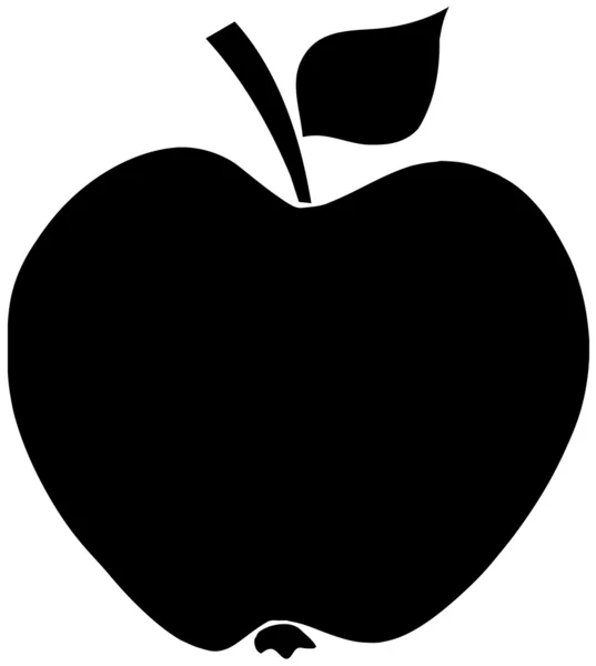 Jabłko, czarna sylwetka — Zdjęcie stockowe