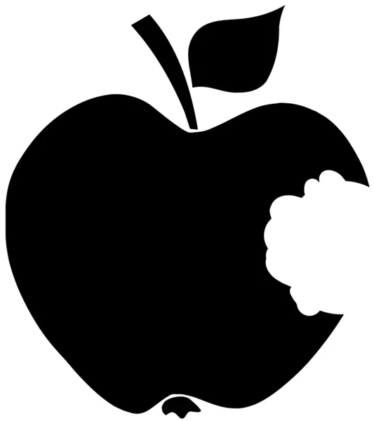 Bitten Apple Black Silhouette — Stock Photo, Image