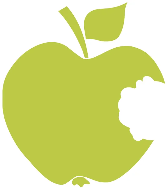 Ugryziony sylwetka zielone jabłko — Zdjęcie stockowe