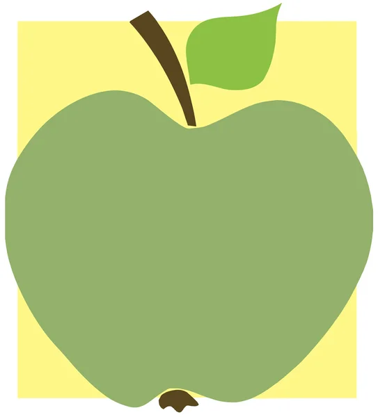 Zelené jablko na žlutý čtverec — Stock fotografie