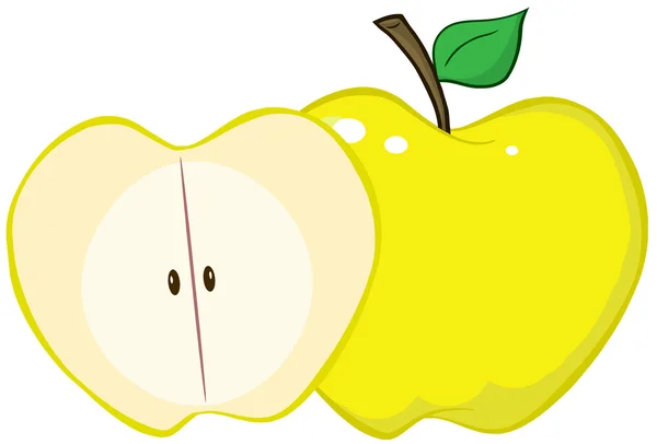 Całe i pokroić jabłka żółty — Zdjęcie stockowe