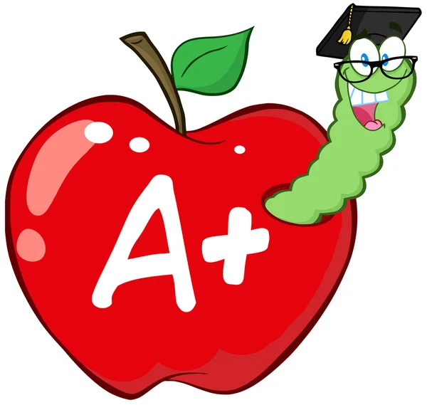 Červené jablko a písmeno A + — Stock fotografie