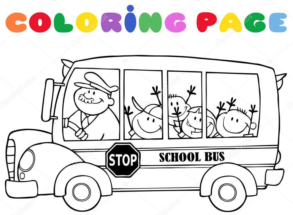 Coloring Page School Bus With Children