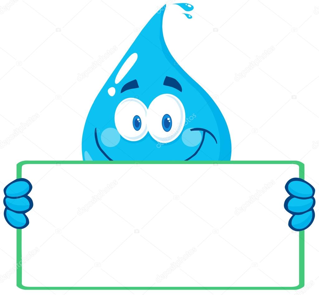 Gota de agua sosteniendo una pancarta Ilustración de stock #12492632 de  ©HitToon, image size:1023x946