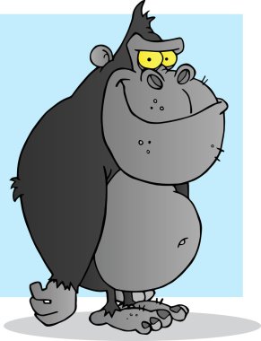gri goril çizgi film maskot karakteri