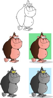 goril çizgi film maskot karakteri. koleksiyonu