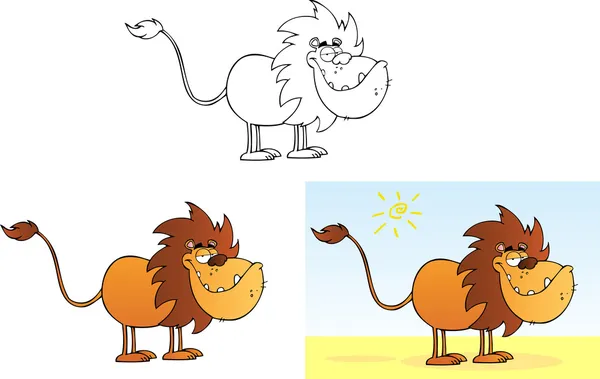 Funny Lion Cartoon Mascot Characters — Stock Photo, Image