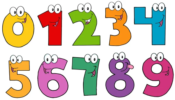 Funny Numbers Cartoon Mascot Characters .Collection — Stock Photo, Image