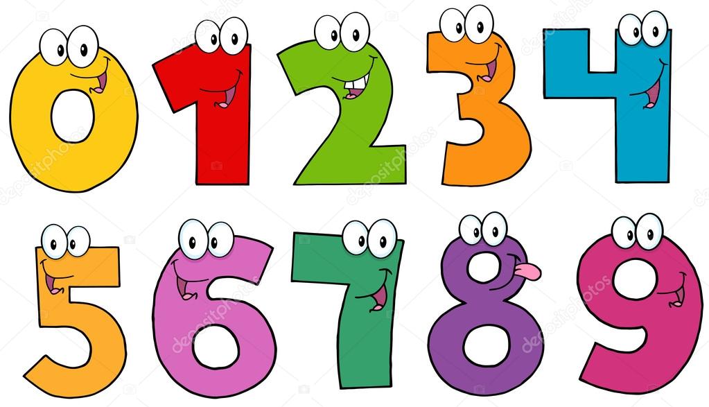 Funny Numbers Cartoon Mascot Characters .Collection