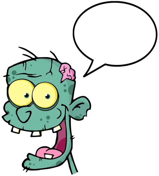 Zombie Head Cartoon Mascot Character With Speech Bubble