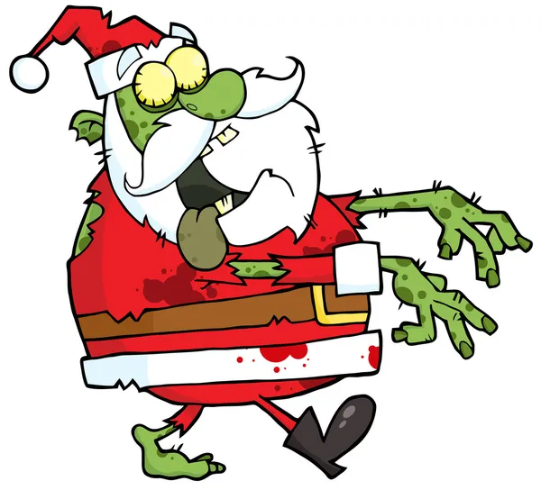 Santa zombie wandelen met de handen in de voorkant — Stockfoto