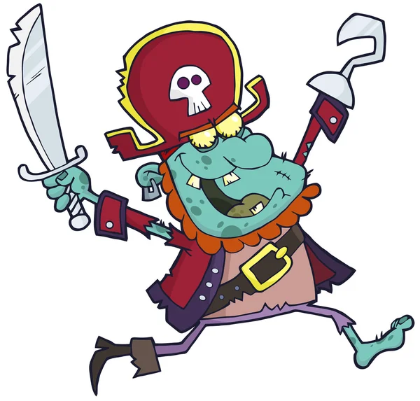 Fumetto pirata zombie con un cutlass — Foto Stock
