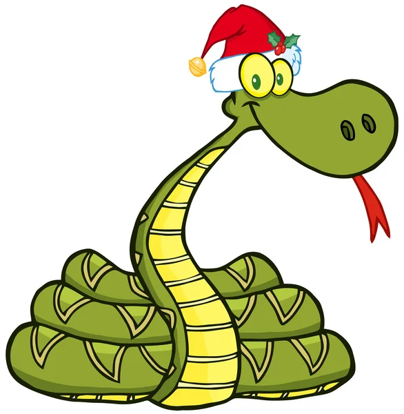 Santa serpiente con sombrero de Santa — Foto de Stock