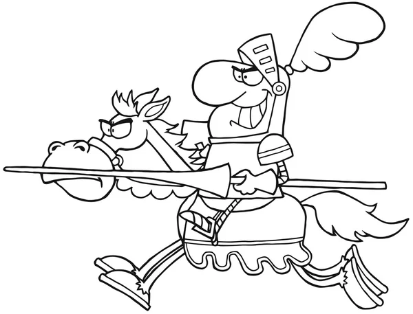 Konturerad knight Rider häst — Stockfoto