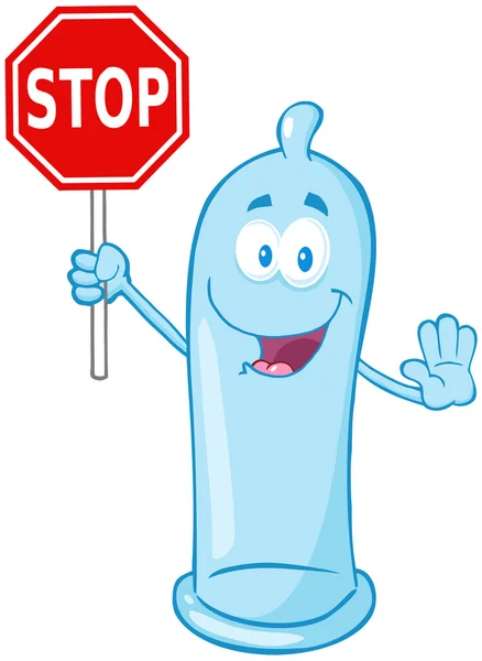 Condom Holding A Stop Sign — Stock Photo, Image