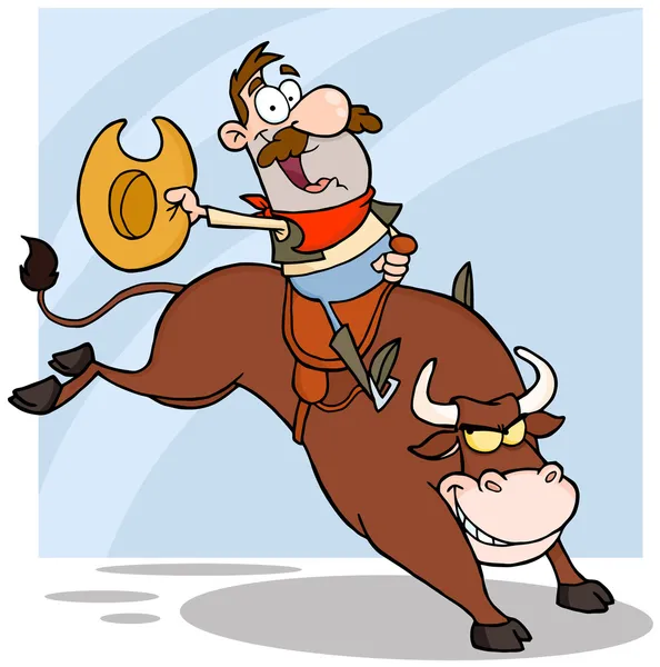 Vaquero montando toro en rodeo — Foto de Stock