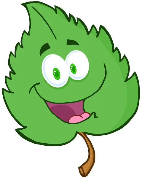 Zelená listová kreslená postavička — Stock fotografie