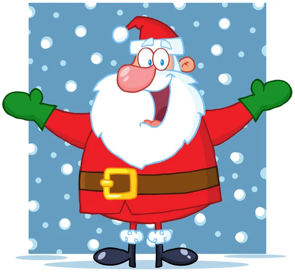Santa claus s otevřenou náručí na sněhu — Stock fotografie