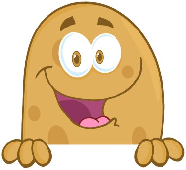 patates çizgi film maskot karakteri üzerinde bir işaret