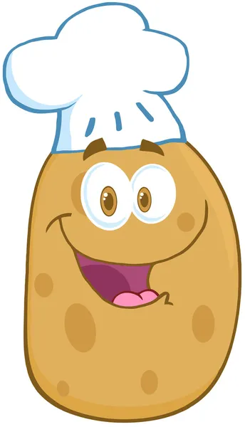 Caráter de mascote de desenhos animados de batata com chapéu de chef — Fotografia de Stock