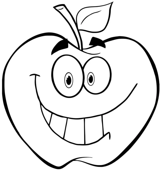 Outlined Apple Cartoon Mascot Character — Stock Photo, Image